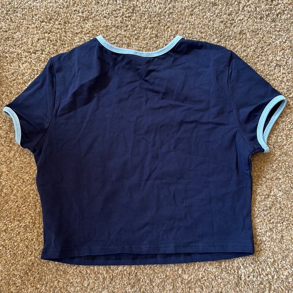 Navy Blue with light blue trim Ladies Shirt size L NWOT - Picture 3 of 6